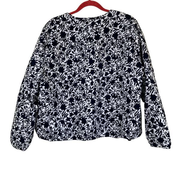 Old Navy Plus Size XXL Quilted Bomber Jacket Navy White Floral Comfy Ligthweight - Picture 4 of 16